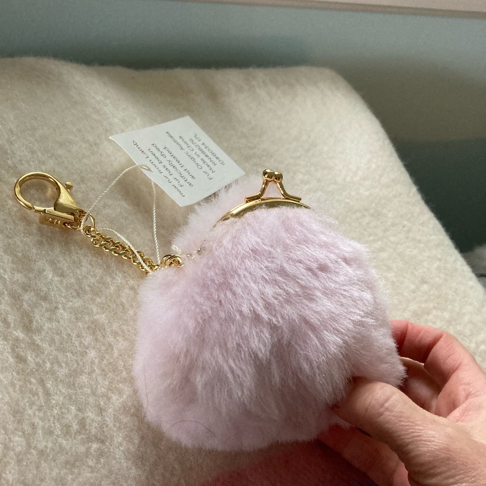 UGG shearling kiss lock coin purse bag charm.